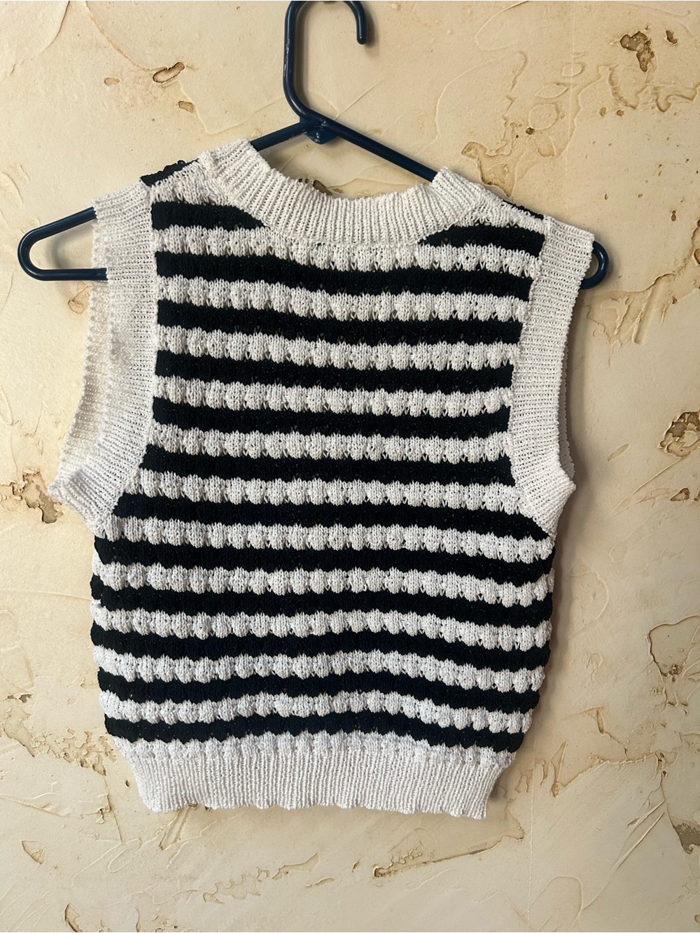 Lulus Stylish Instinct Striped Crochet Sweater Vest XS (Fits S) - Picture 3 of 7